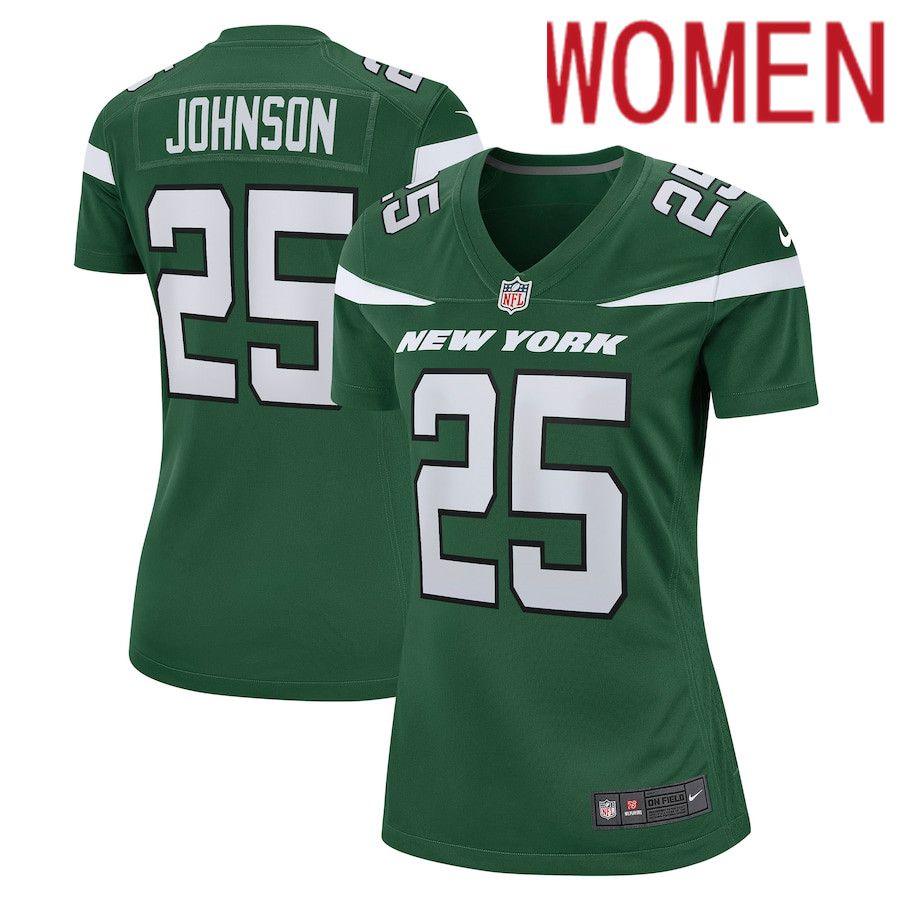 Women New York Jets 25 Ty Johnson Nike Gotham Green Game NFL Jersey